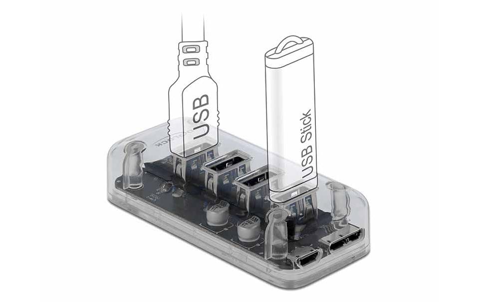 DeLOCK 64087 USB-Hub – USB 3.0, 4× USB-A