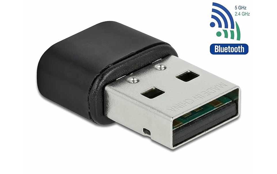 DeLOCK 61000 USB-WLAN-Adapter mit Bluetooth 4,2 – Wi-Fi 5 (802.11ac), Dual-Band, bis 433 Mbit/s – USB-A