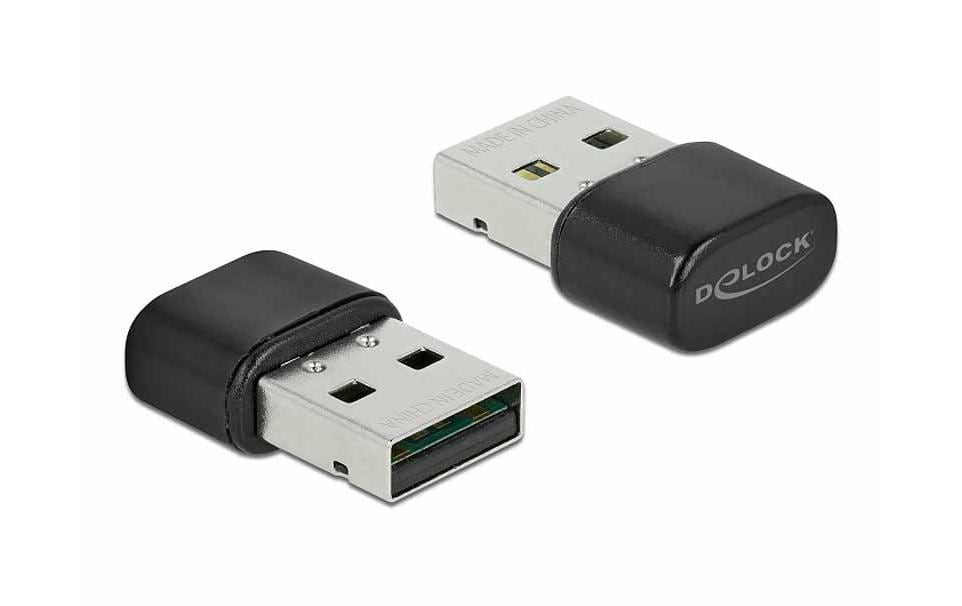 DeLOCK 61000 USB-WLAN-Adapter mit Bluetooth 4,2 – Wi-Fi 5 (802.11ac), Dual-Band, bis 433 Mbit/s – USB-A
