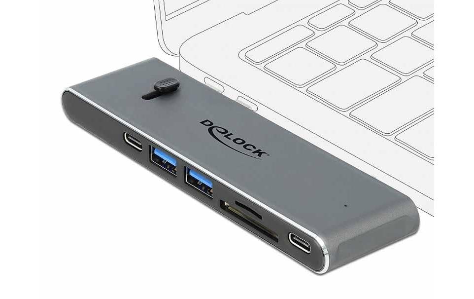 DeLOCK Dockingstation – USB-C, 1× HDMI, 2× USB-A, 2× USB-C, SD/microSD, für Windows/Mac/Android
