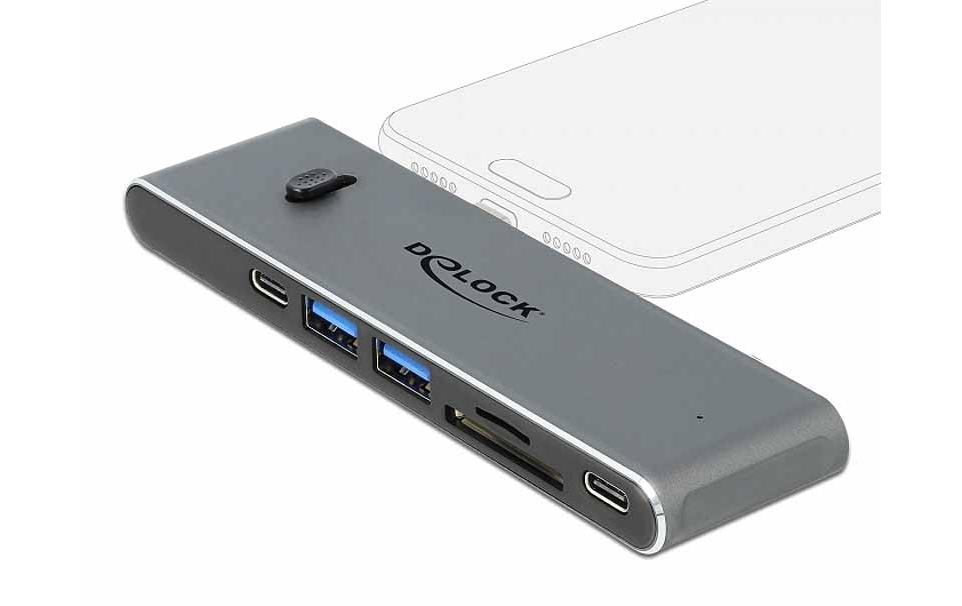 DeLOCK Dockingstation – USB-C, 1× HDMI, 2× USB-A, 2× USB-C, SD/microSD, für Windows/Mac/Android