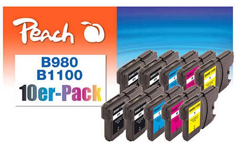 Peach Tintenpatronen-Multipack 10er-Pack, kompatibel – für Brother DCP-197 C, MFC-490 CN, MFCJ 615 W und andere