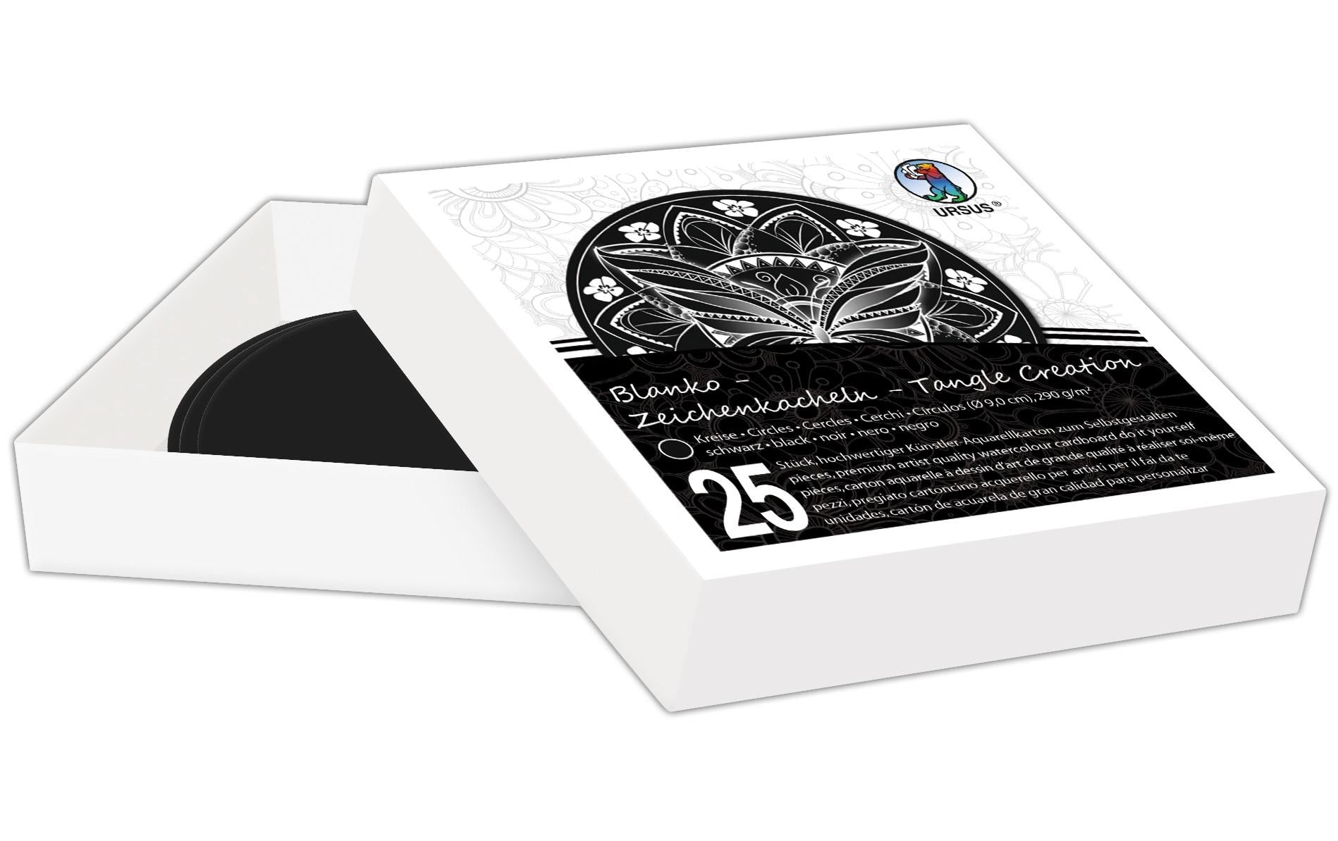 URSUS Zeichenkacheln – 9 × 9 cm – 290 g/m² – 25 Blatt – Schwarz