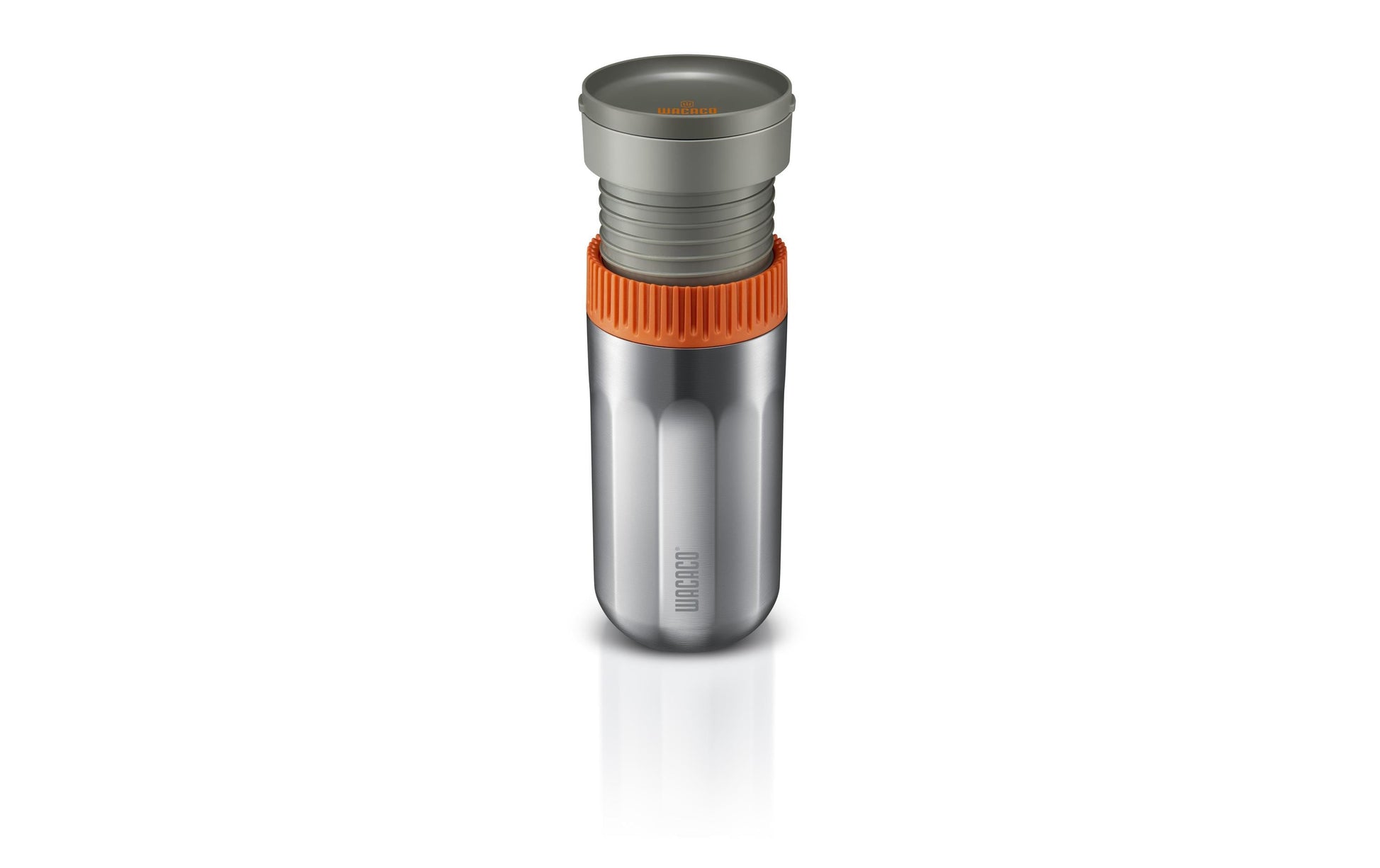Wacaco Pipamoka Pipa French Press / Kaffeebereiter – 0,3 l, 1 Tasse, Edelstahl/Orange, 7,3 × 18,2 × 7,3 cm