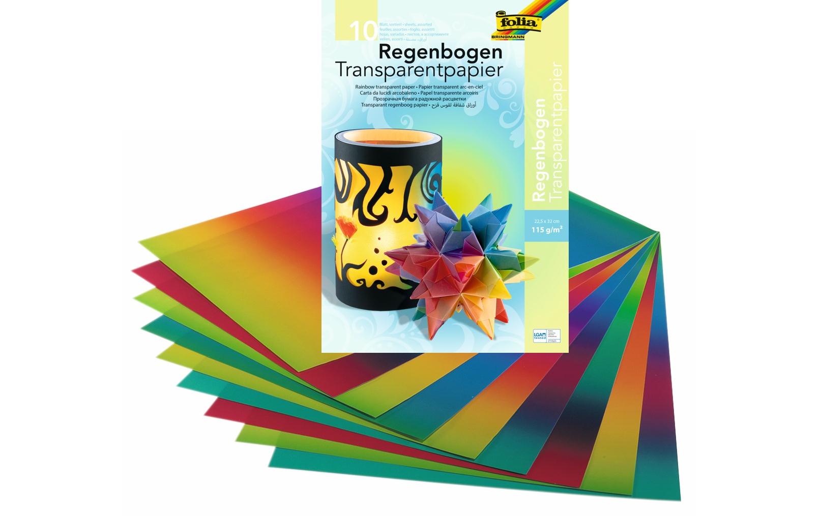 Folia Transparentpapier – 22,5 × 32 cm, 115 g/m², mehrfarbig, 10 Bogen, zum Basteln