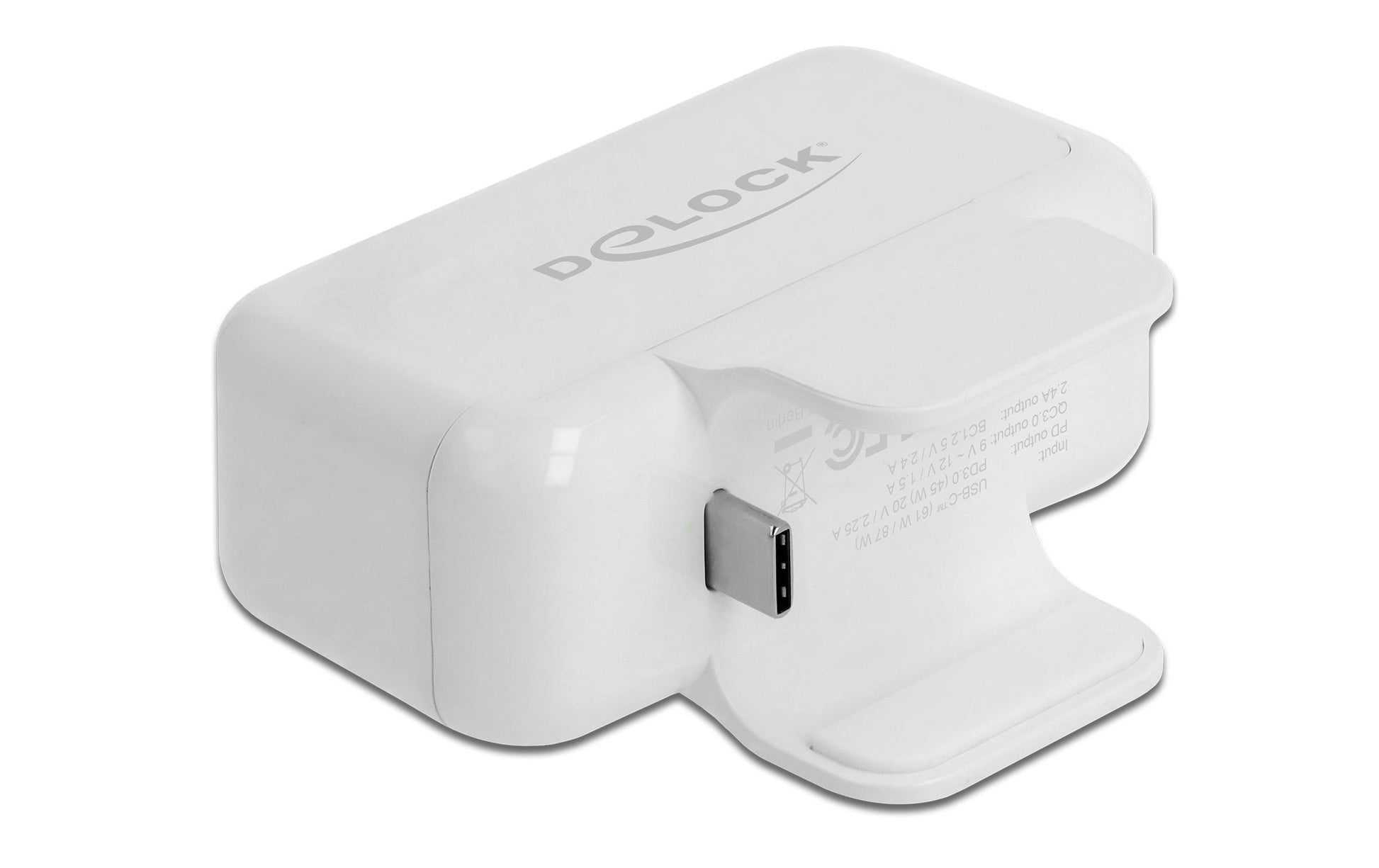 Delock USB-Desktop-Ladegerät 60 W – USB-C×1, USB-A×3 – PD 3.0 – für Apple Netzteil – weiss