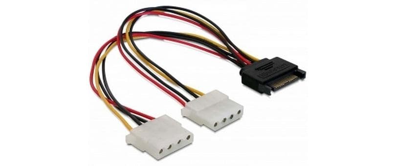DeLOCK Adapter SATA 15-polig zu 2× 4-polig Molex – 0,20 m