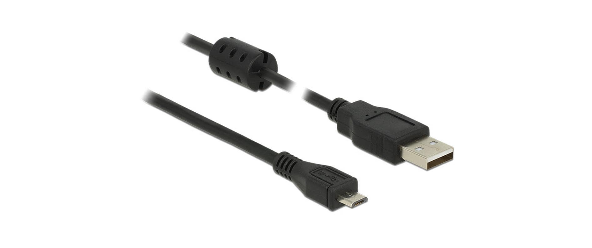 DeLOCK USB-A auf Micro-USB-B Kabel – USB 2.0 (480 Mbps) – 5 m – Magnetisch abgeschirmt – Schwarz