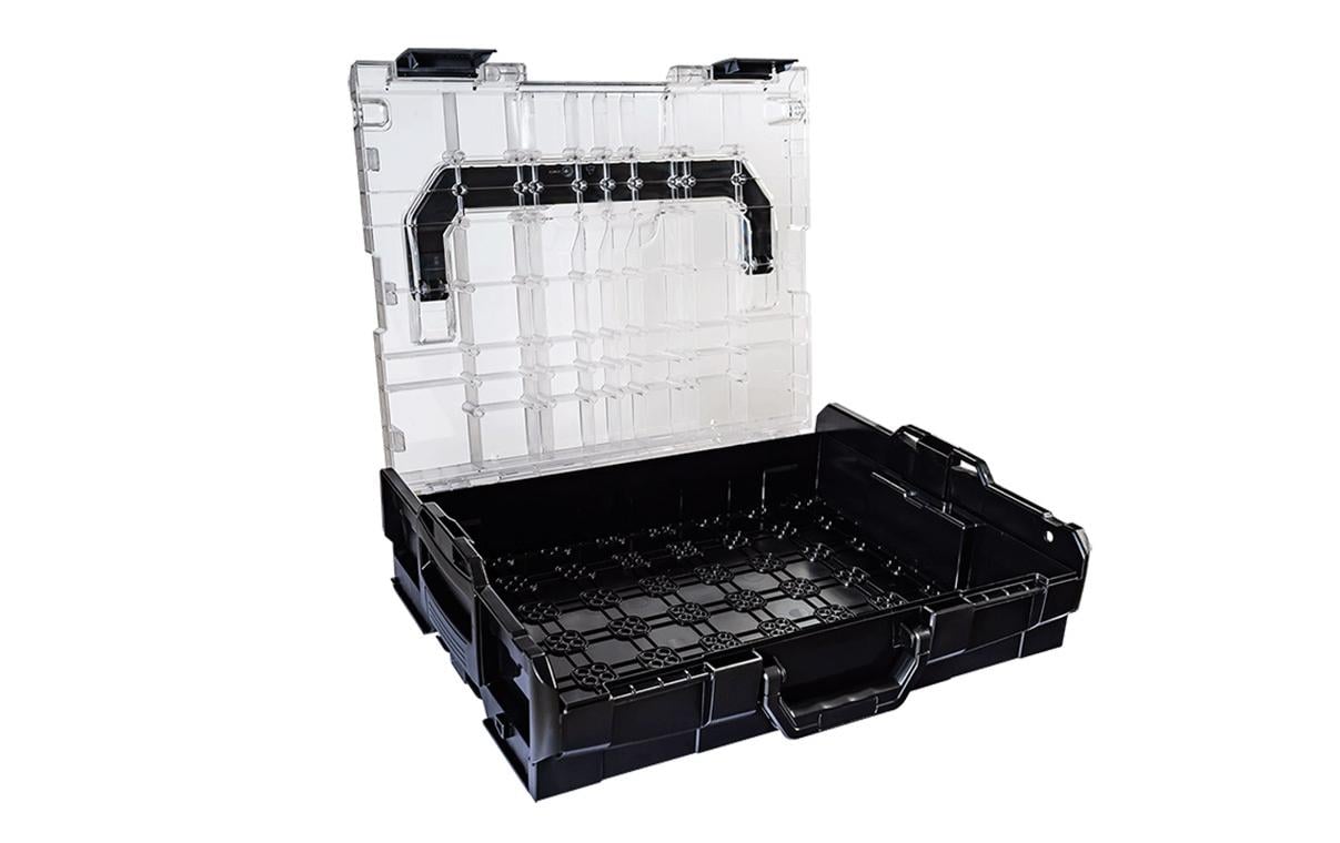 L-BOXX 102 Systemkoffer 8,8 l – leer, Klickverschluss, mit transparentem Deckel, B 445 × H 118 × T 358 mm