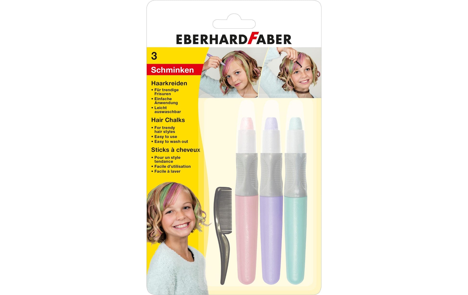 Eberhard Faber Haarkreiden – 4-teilig, sortiert, pastell, deckend, wasserlöslich, geruchsarm