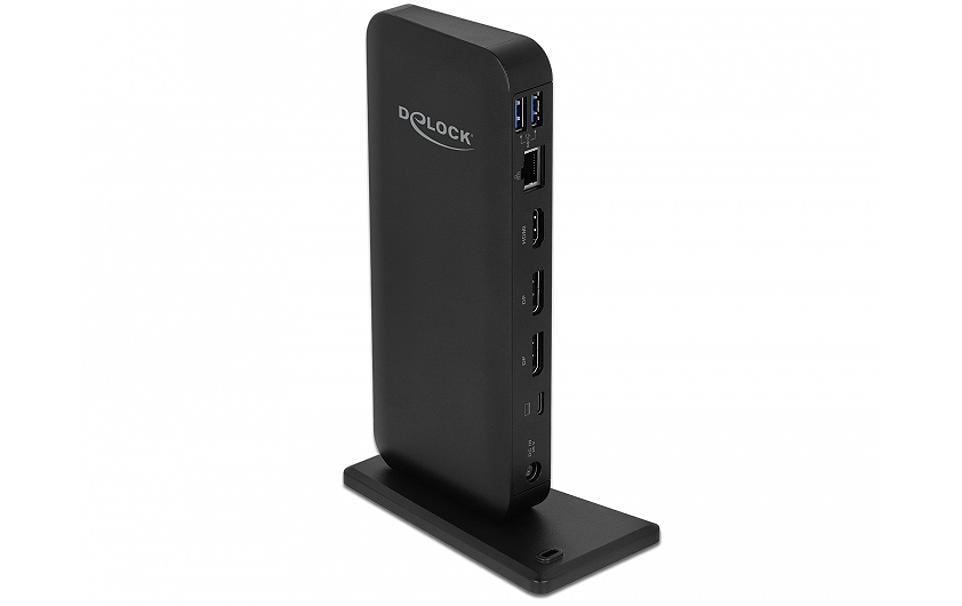 DeLOCK 87746 Dockingstation – USB-C, 2× DP, 1× HDMI, 3× USB-A, 85 W PD, GbE, 3,5 mm Audio, für USB-C-Laptops