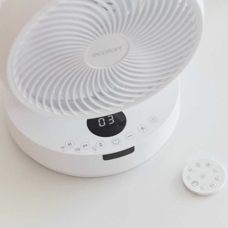 Ecofort Tischventilator ecoQ SilentAir Tavo – 25 cm, 8 Stufen, oszillierend, Fernbedienung, 30 W, 48 dB(A)