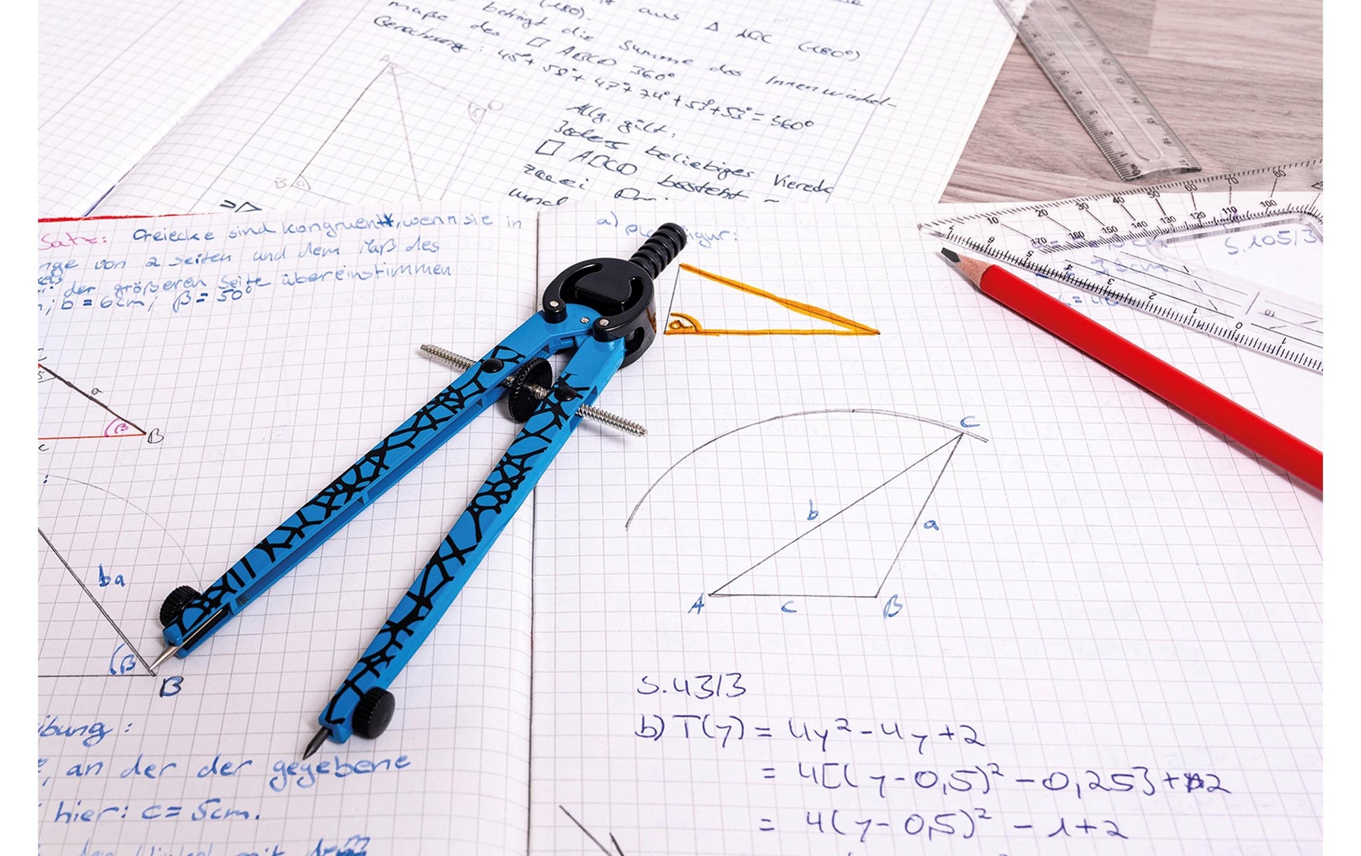 Eberhard Faber Schnellverstellzirkel – Länge 170 mm, max. Kreis-Ø 39 cm, im Etui, blau