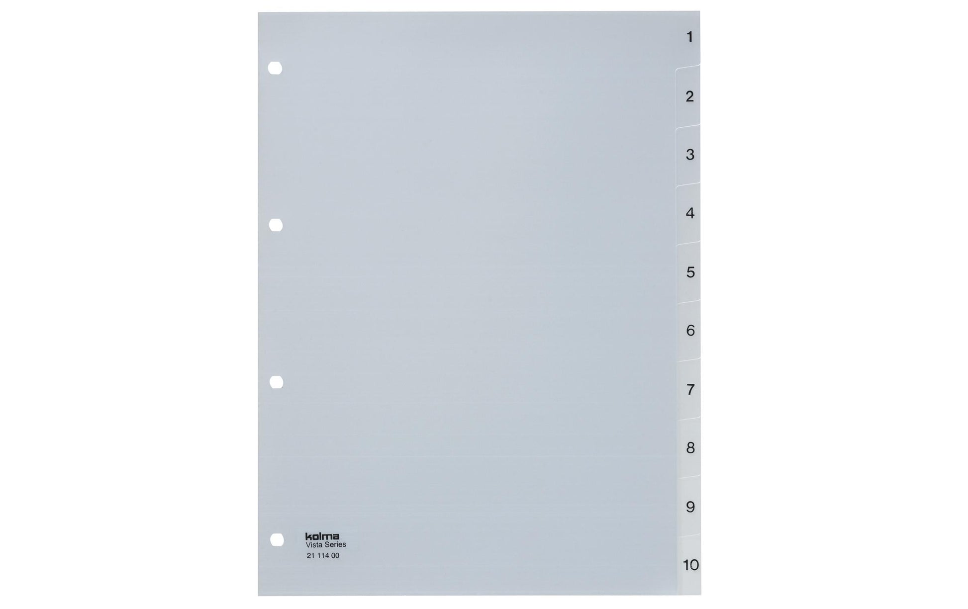 Kolma Register – A4, 10-teilig, PP, transparent, vorgedruckt, 4-fach Lochung, für A4-Ordner