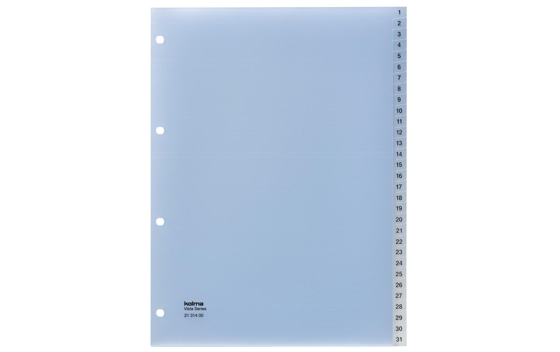 Kolma Vista Register – A4, 31-teilig, PP, transparent, vorgedruckt, 4-fach Lochung, für A4