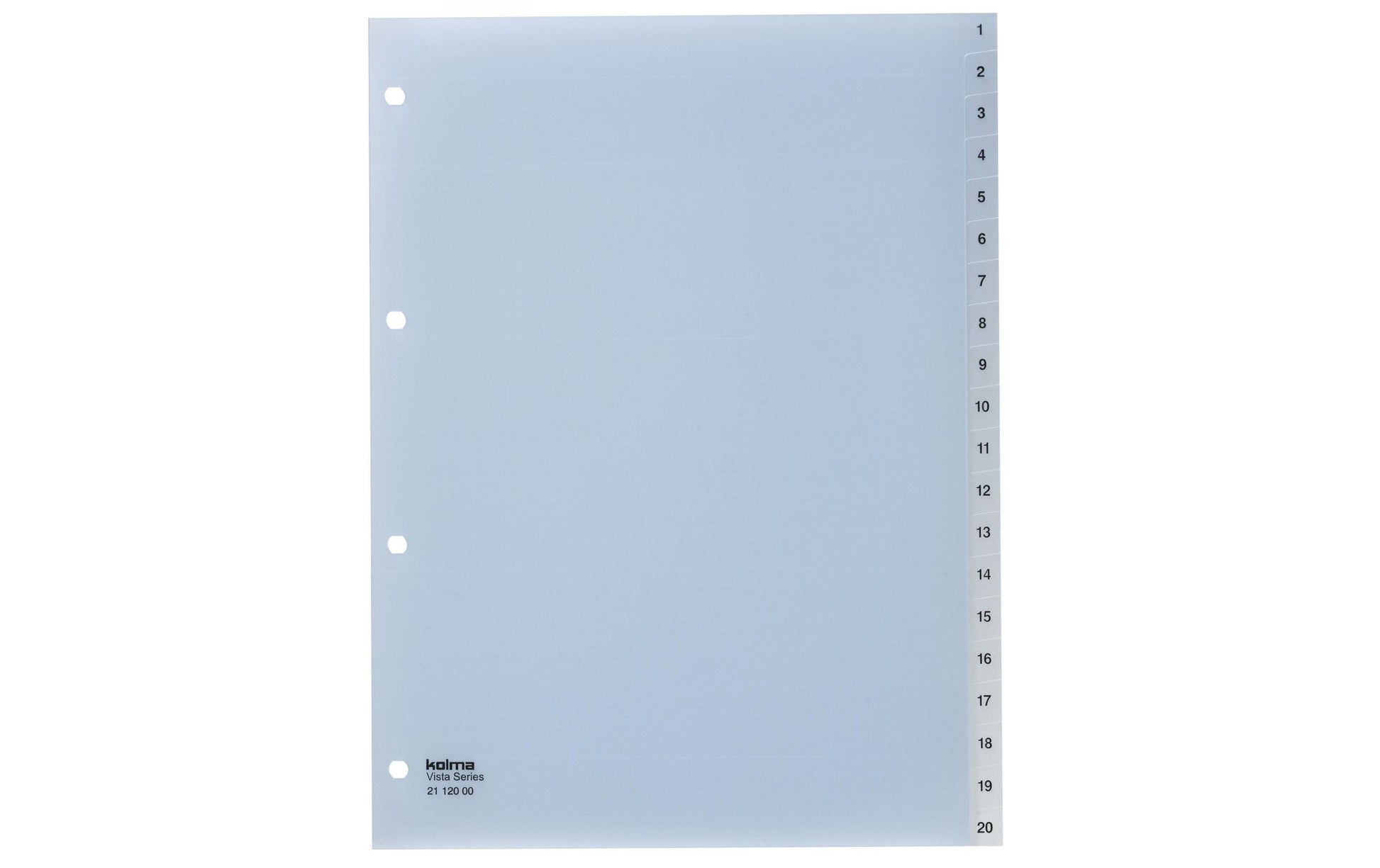 Kolma Register – A4, 20-teilig, PP, transparent, vorgedruckt, 4-fach gelocht, für A4