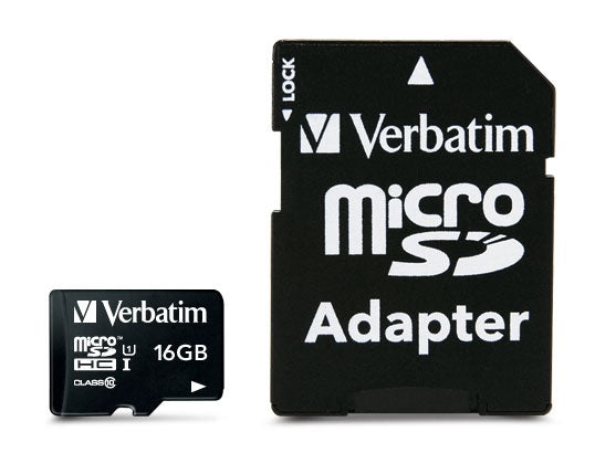 Verbatim Micro-SDHC Speichergerät – 16 GB, Klasse 10, Lesegeschwindigkeit bis zu 45 MB/s, inkl. SD-Adapter