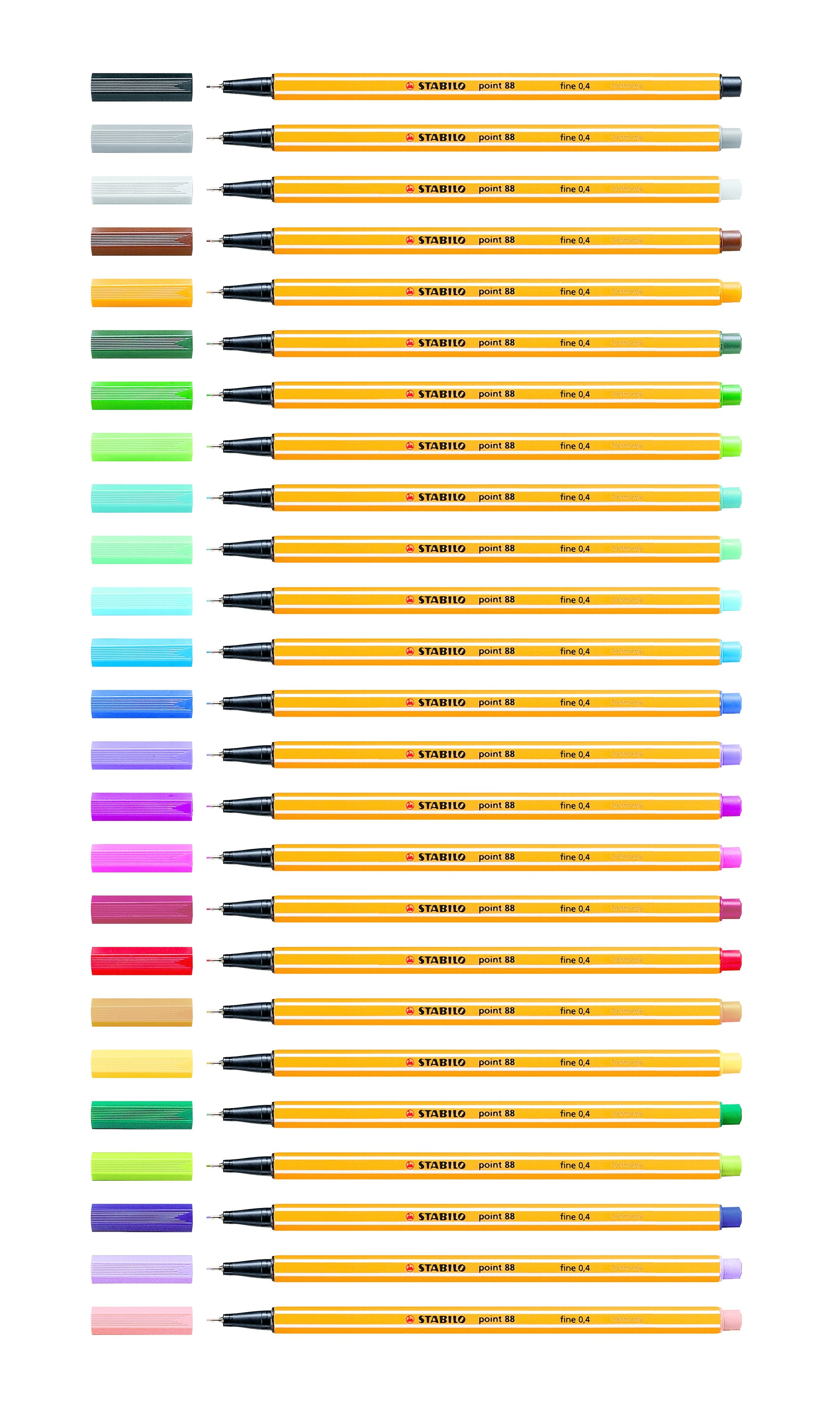 STABILO Fineliner – 30er-Set 0,4 mm – 30 Farben – sortiert