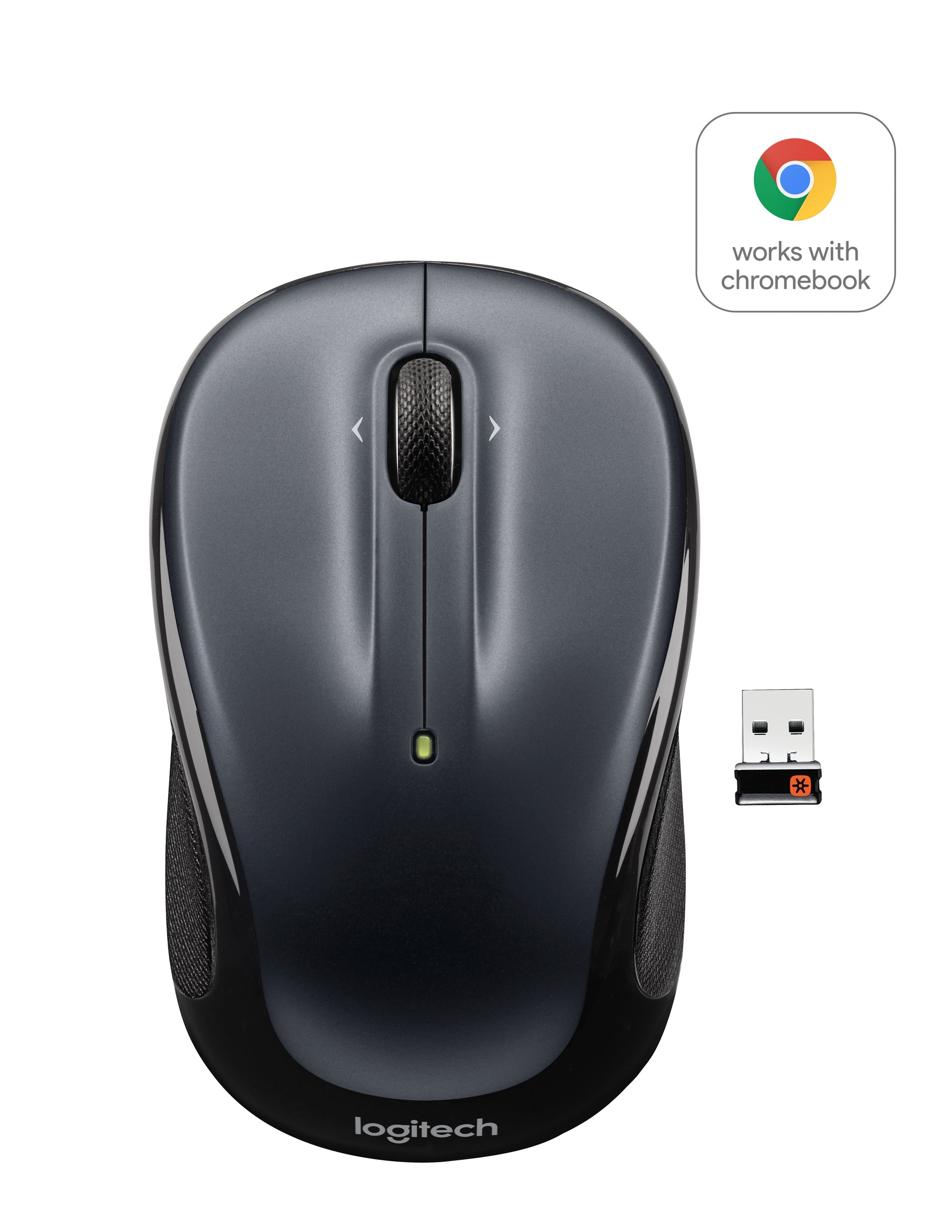 Logitech M325 Maus – kabellos, Bluetooth + 2,4 GHz, Batterieladeanzeige, dunkelgrau
