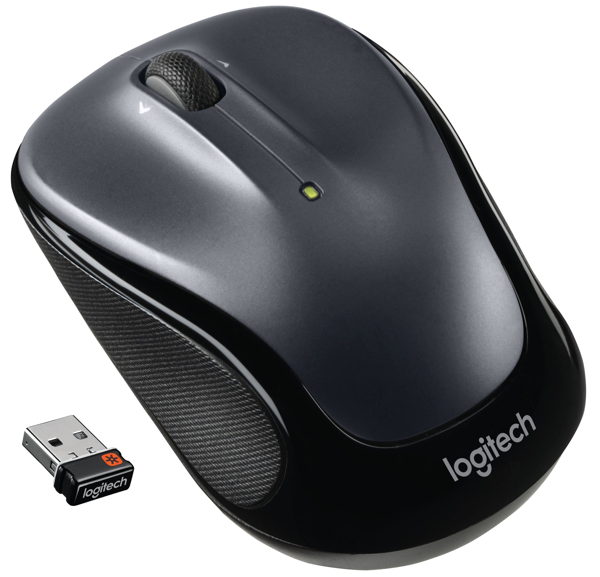 Logitech M325 Maus – kabellos, Bluetooth + 2,4 GHz, Batterieladeanzeige, dunkelgrau