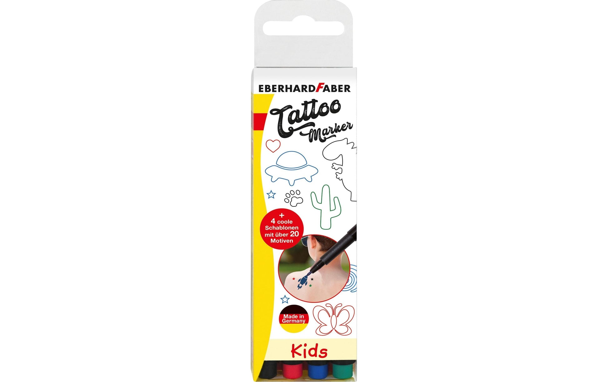 Eberhard Faber Non-Permanent Marker Tattoo – Rundspitze – Sortiert – 4er-Set – Wasserlöslich