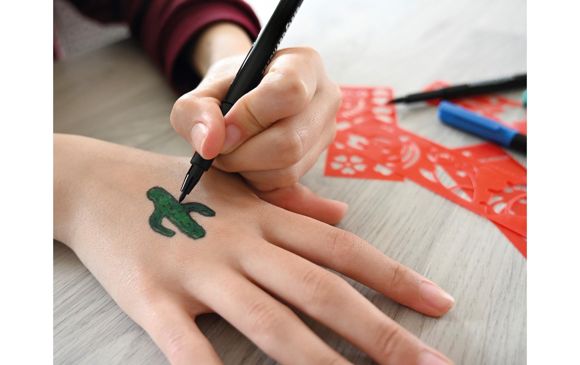 Eberhard Faber Non-Permanent Marker Tattoo – Rundspitze – Sortiert – 4er-Set – Wasserlöslich