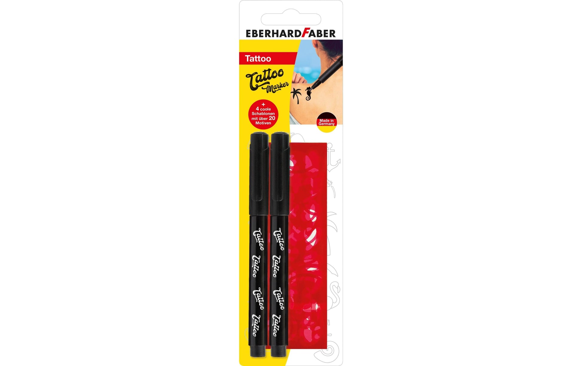 Eberhard Faber Non-Permanent Marker Tattoo Marker – Rundspitze – Schwarz – 2er-Set – Wasserlöslich