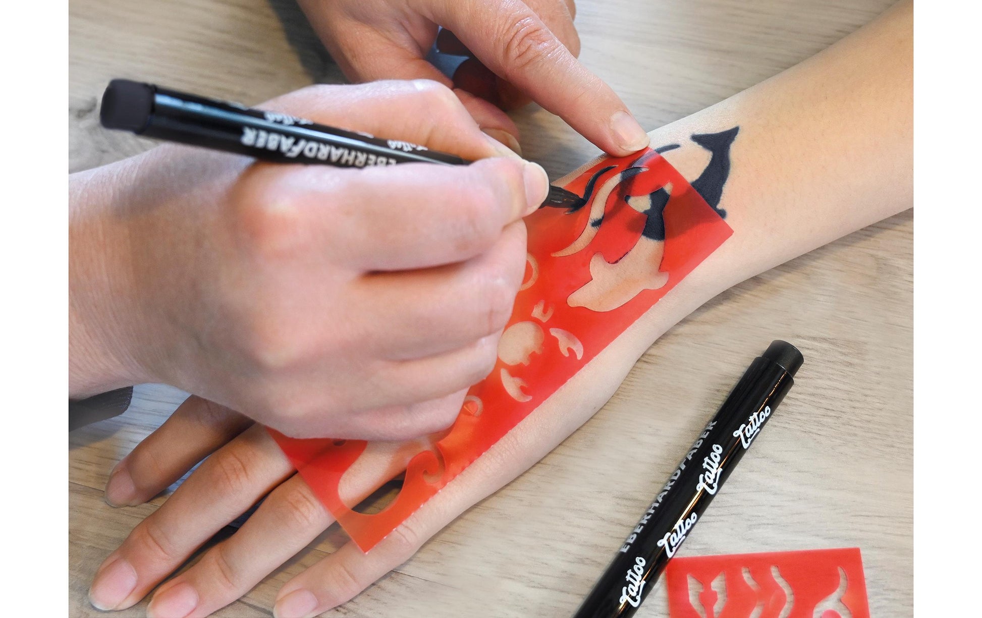 Eberhard Faber Non-Permanent Marker Tattoo Marker – Rundspitze – Schwarz – 2er-Set – Wasserlöslich