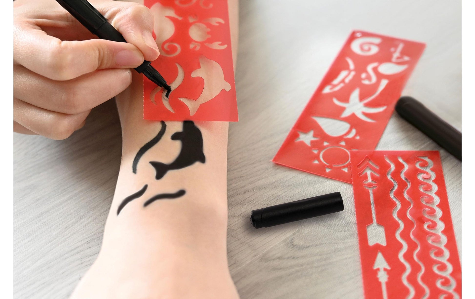 Eberhard Faber Non-Permanent Marker Tattoo Marker – Rundspitze – Schwarz – 2er-Set – Wasserlöslich