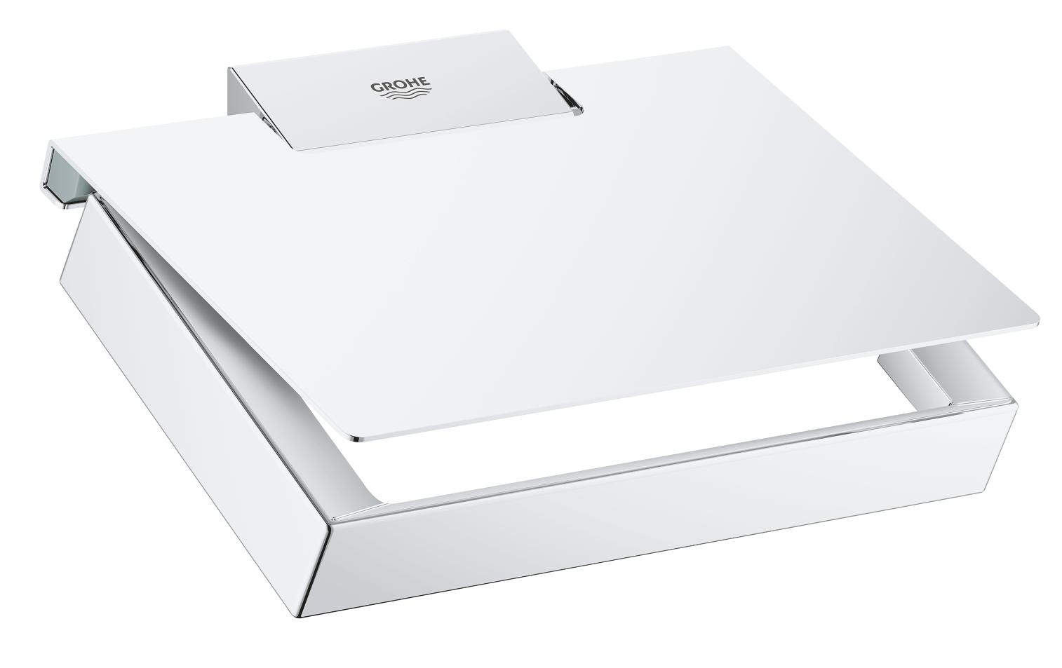 Grohe Toilettenpapierhalter Selection Cube mit Deckel – Metall/Chrom, Wandmontage
