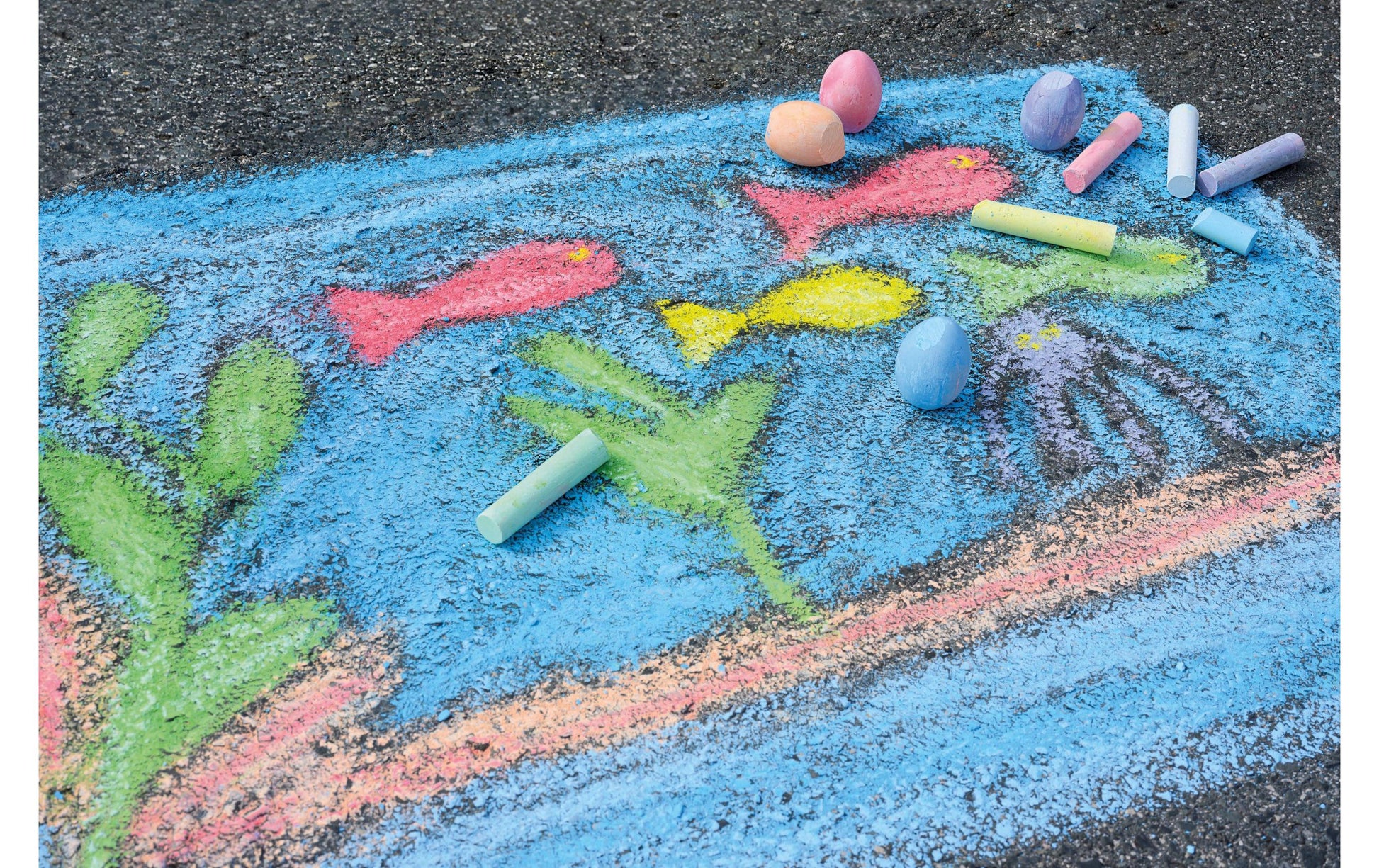 Eberhard Faber Runde Strassenmalkreiden – bunt – 6 Farben – für Strasse