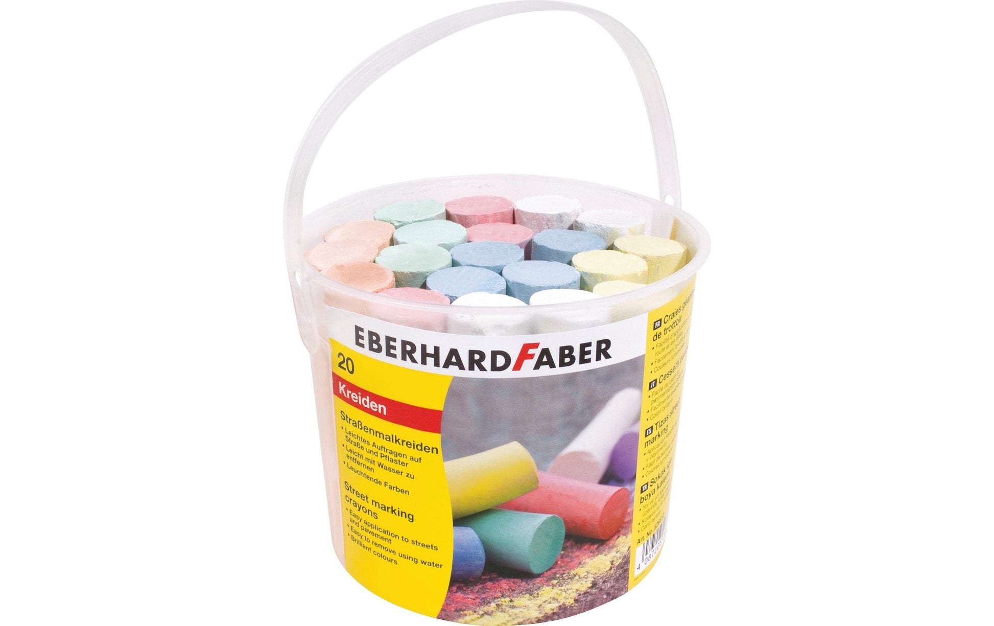 Eberhard Faber Strassenmalkreide – 20 Stk., waschbar, Kunststoffeimer