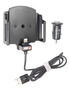 Brodit Active Holder 521504 – Auto-Ladegerät – Zigarettenanzünder/USB, 62–77 mm – für iPhone 5/5C/5S – Schwarz