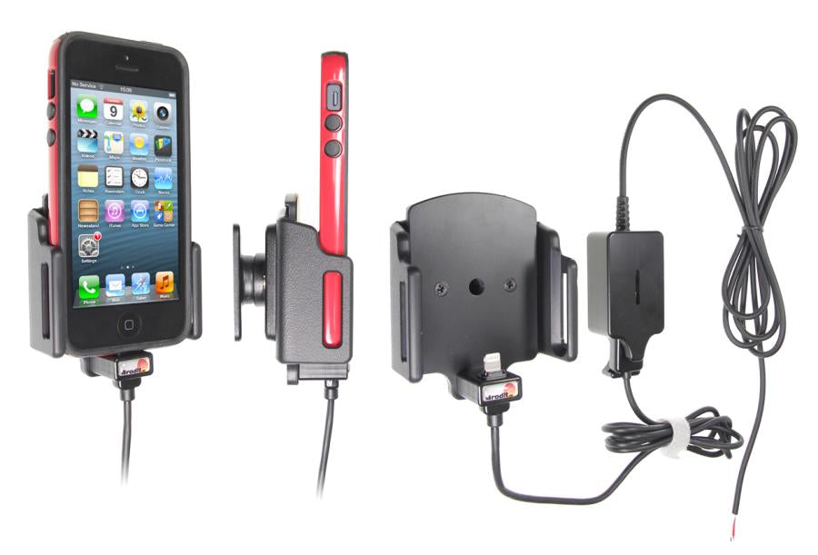 Brodit 527502 Kfz-Ladehalterung – Schraubbefestigung, USB-A ×2 (QC 3.0, 2,4 A) – für iPhone – Schwarz