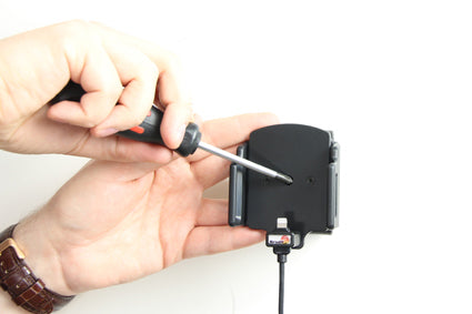 Brodit 527502 Kfz-Ladehalterung – Schraubbefestigung, USB-A ×2 (QC 3.0, 2,4 A) – für iPhone – Schwarz