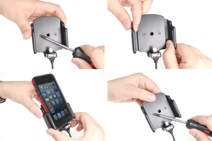 Brodit 527502 Kfz-Ladehalterung – Schraubbefestigung, USB-A ×2 (QC 3.0, 2,4 A) – für iPhone – Schwarz