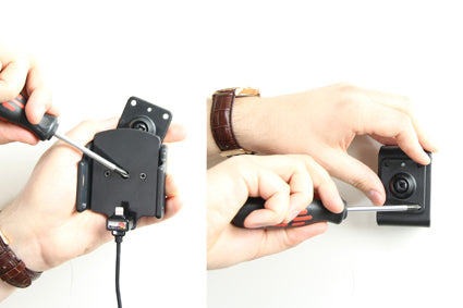 Brodit 527502 Kfz-Ladehalterung – Schraubbefestigung, USB-A ×2 (QC 3.0, 2,4 A) – für iPhone – Schwarz