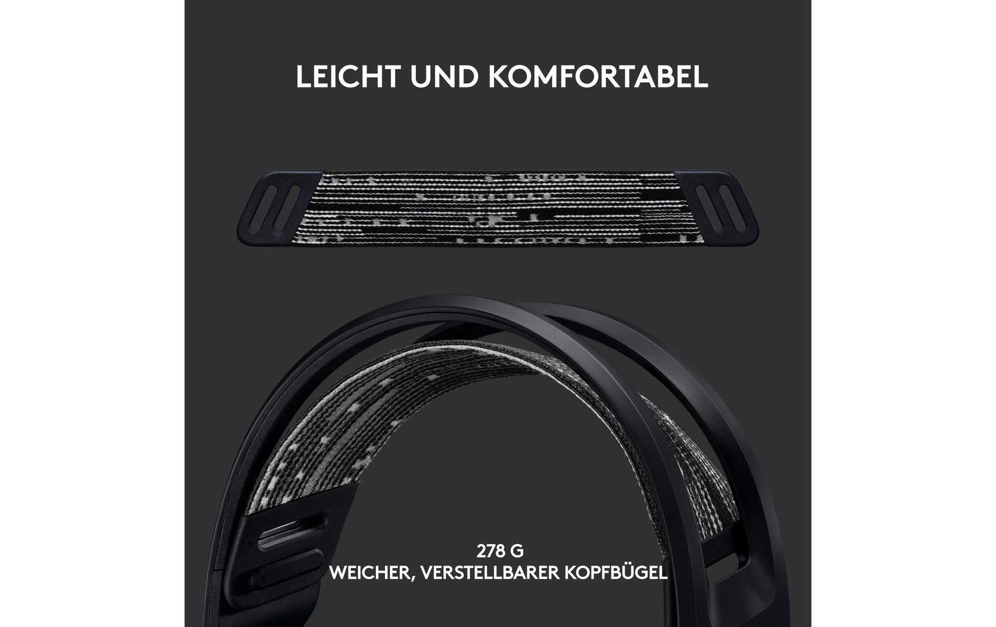 Logitech G G733 Gaming-Headset – Over-Ear, Stereo, Kabellos 2,4 GHz, mit USB-A-Dongle, Schwarz