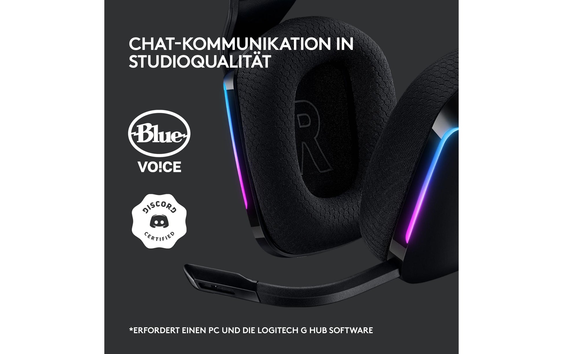 Logitech G G733 Gaming-Headset – Over-Ear, Stereo, Kabellos 2,4 GHz, mit USB-A-Dongle, Schwarz