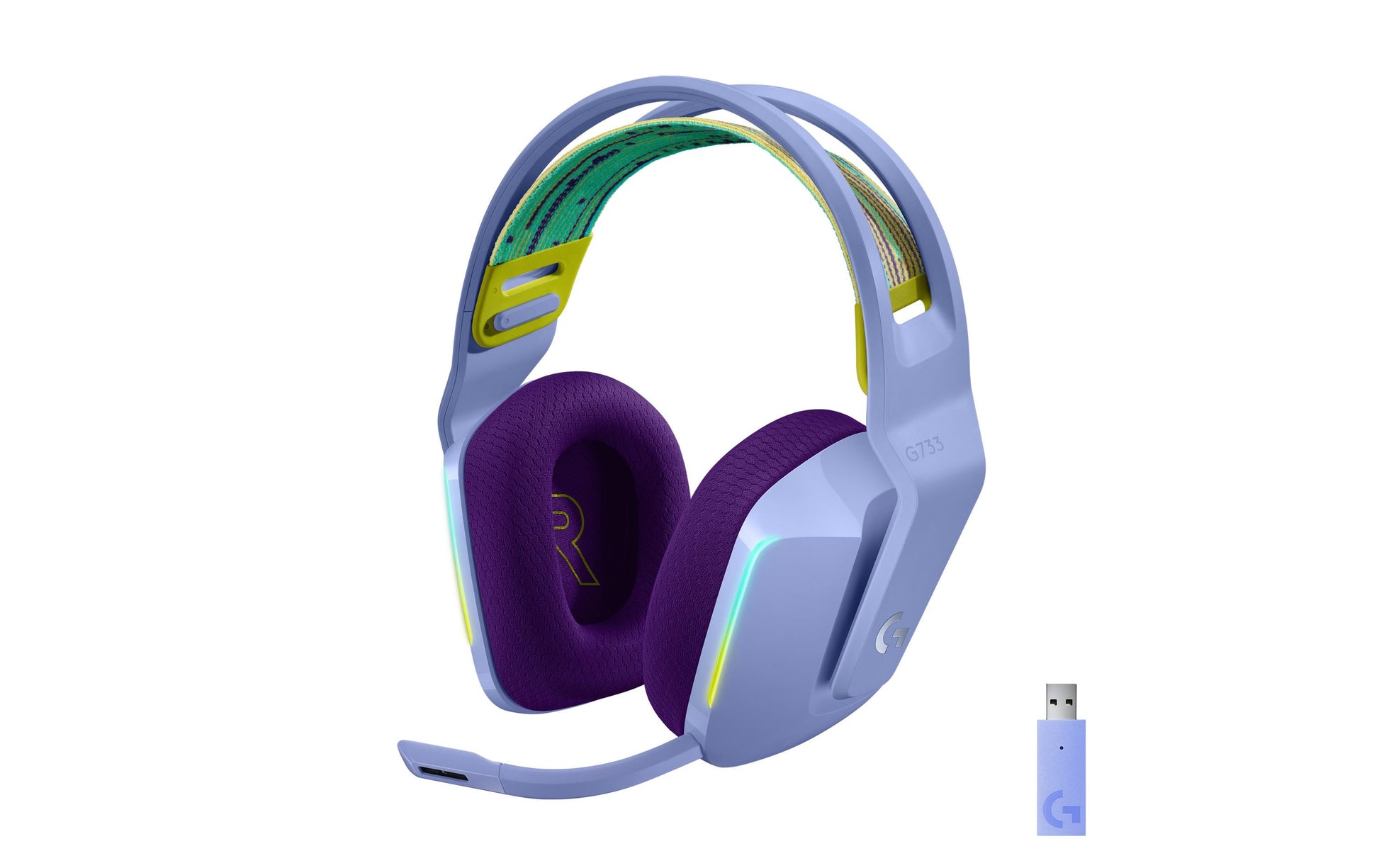Logitech G G733 LIGHTSPEED Gaming-Headset – Over-Ear, Kabellos, mit USB-A-Dongle, Violett