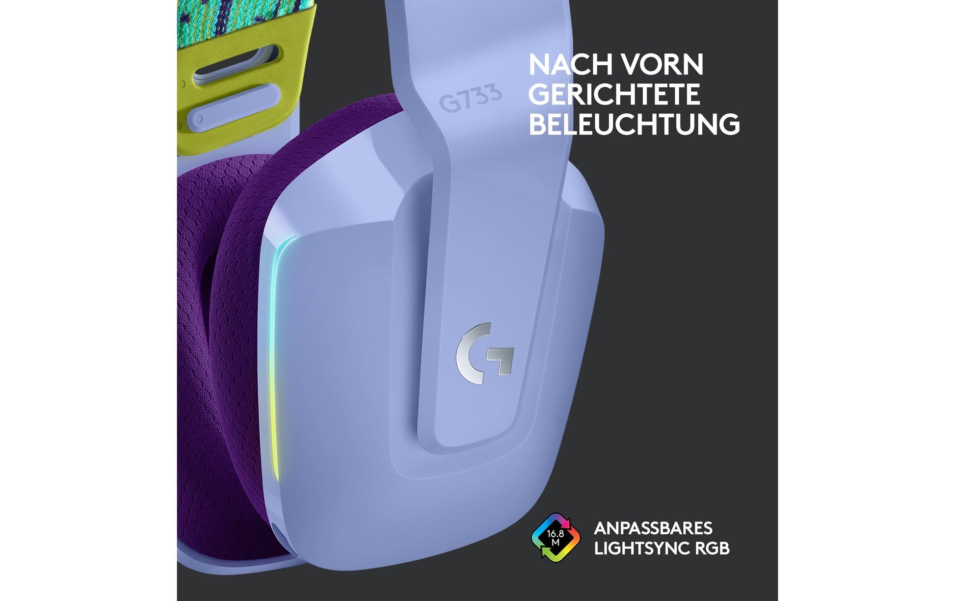 Logitech G G733 LIGHTSPEED Gaming-Headset – Over-Ear, Kabellos, mit USB-A-Dongle, Violett