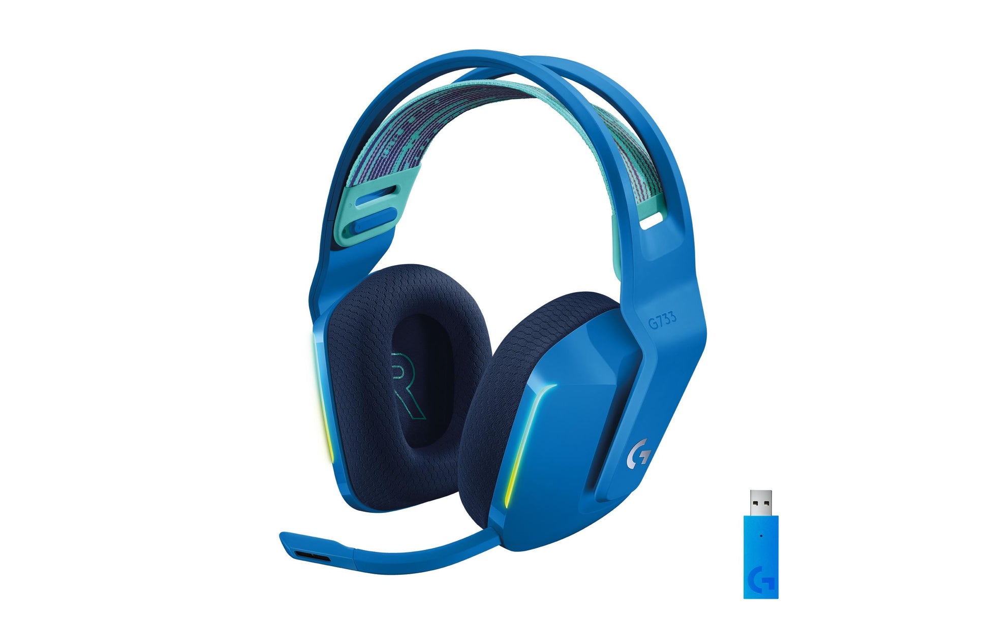 Logitech G G733 LIGHTSPEED Gaming-Headset – Over-Ear, Stereo, Kabellos, mit USB-A-Dongle, Blau