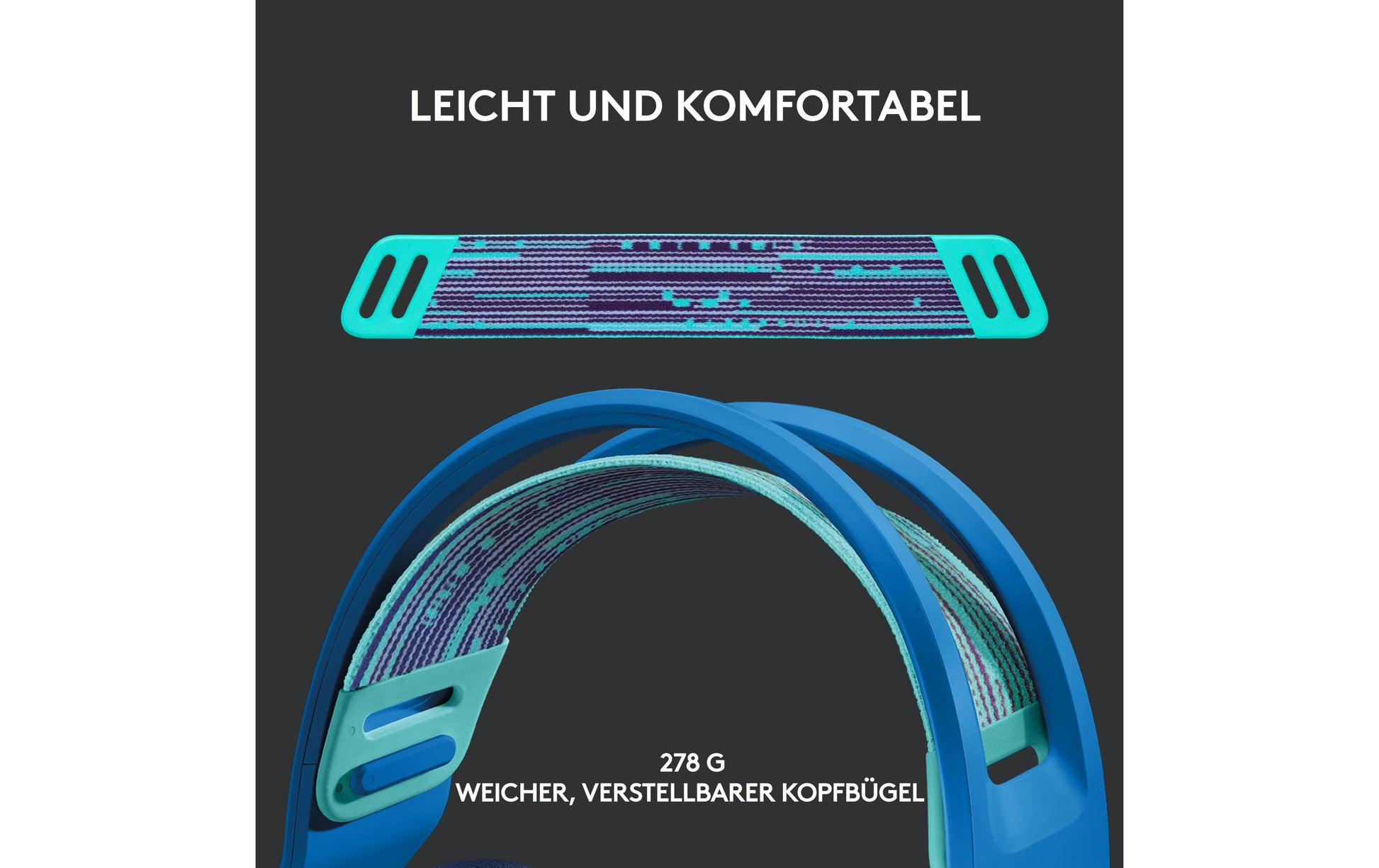 Logitech G G733 LIGHTSPEED Gaming-Headset – Over-Ear, Stereo, Kabellos, mit USB-A-Dongle, Blau