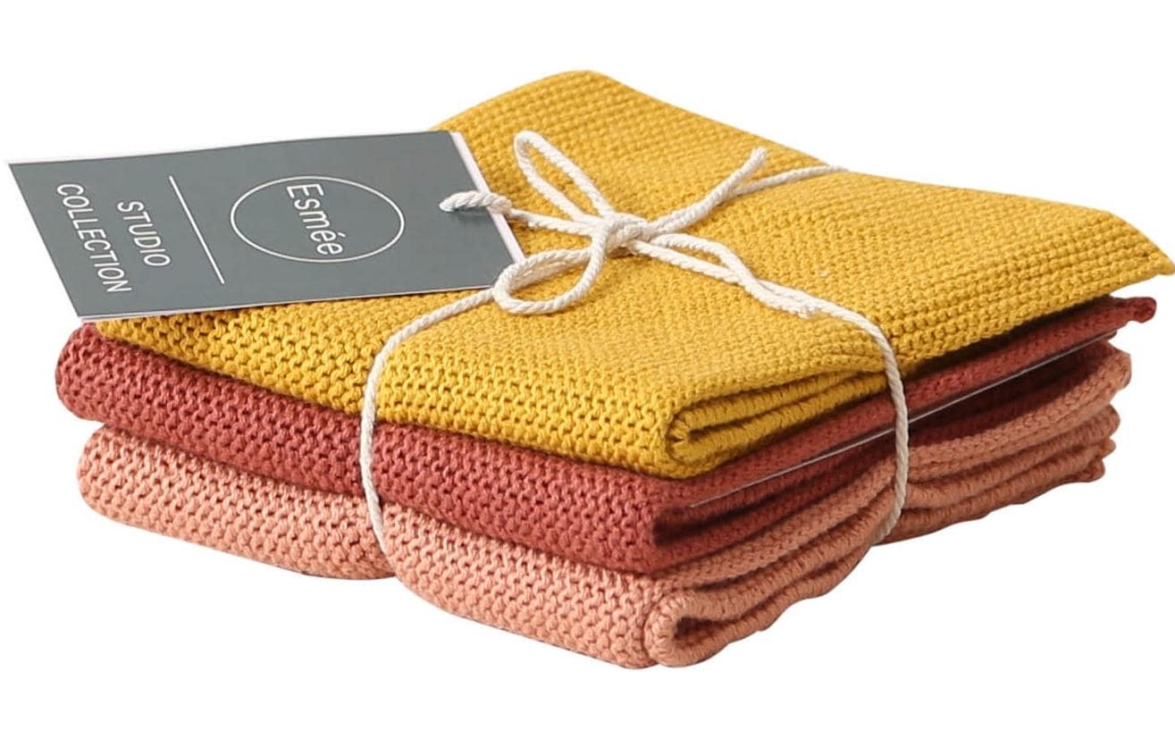Esmée Reinigungstücher – assortiert – 25 × 25 cm – Baumwolle – 3er-Set