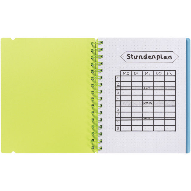 Kolma Collegeblock, Spiralbindung, Softcover, 100 Blatt, 2-fach gelocht, perforiert, 70 g/m² – Blau/Grün