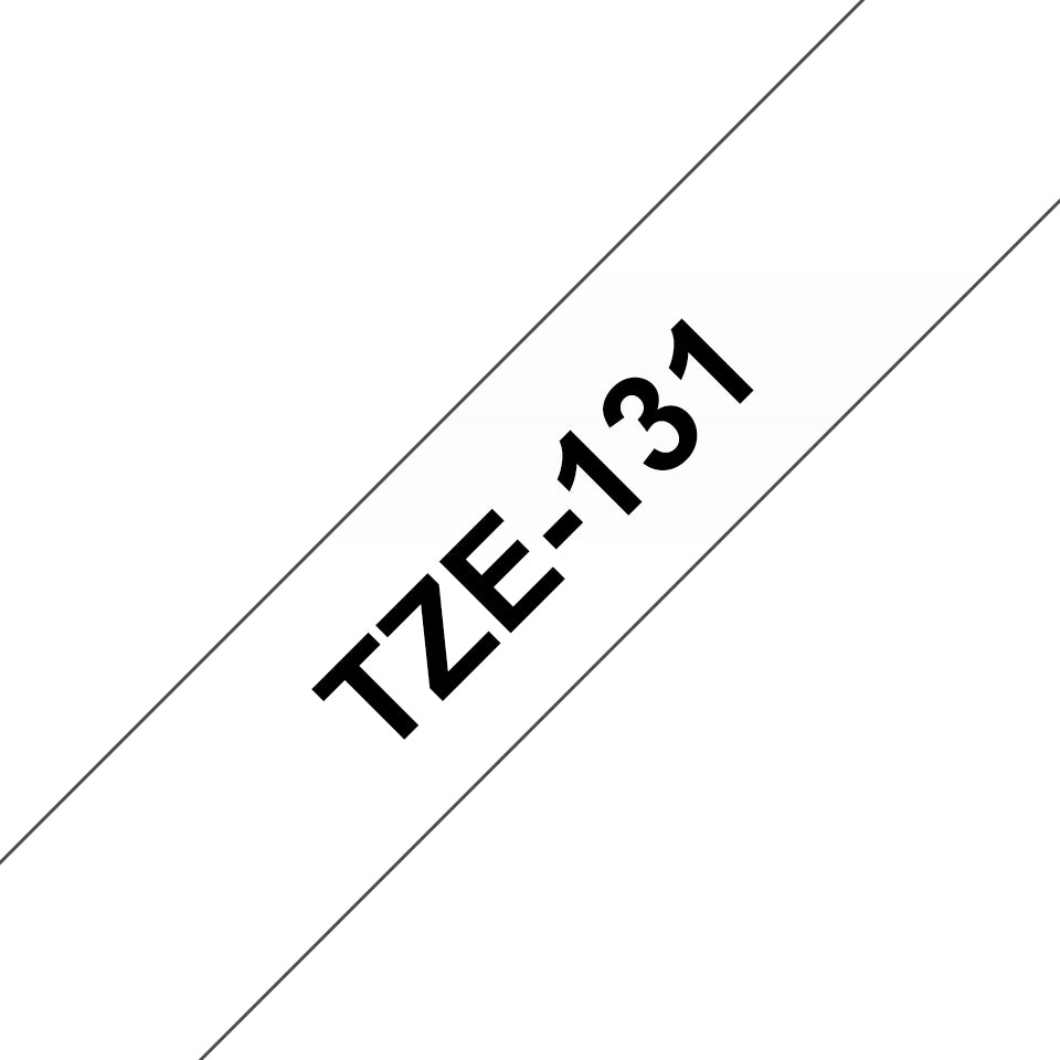 Brother Schriftband – 12 mm × 8 m, transparent, schwarz, TZe