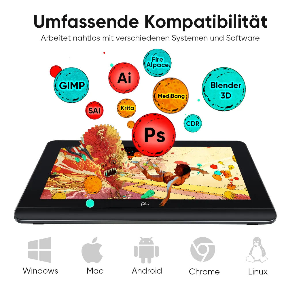 XPPen XP-Pen – Stiftdisplay Artist Pro 14 (Gen2), 13,9", schwarz, 16384 Druckstufen, 299 × 187 mm, USB-C
