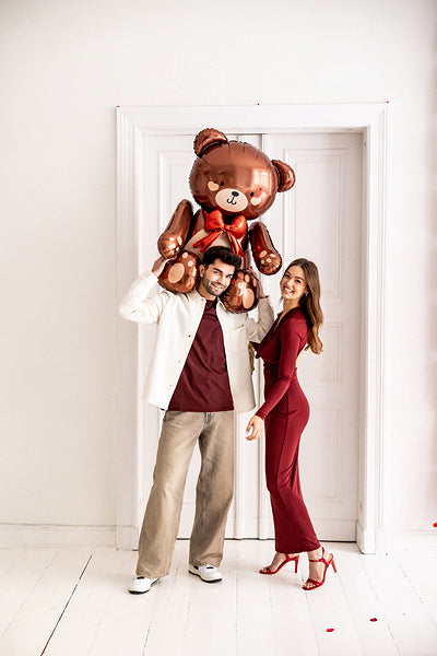 PartyDeco Folienballon Stehender Teddybär – Mehrfarbig – 75 × 84 cm – Folie – 1 Stk