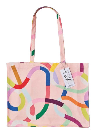 Chic-mic Stofftasche, Baumwolle, Motiv Colorful Waves, 480×420×140 mm