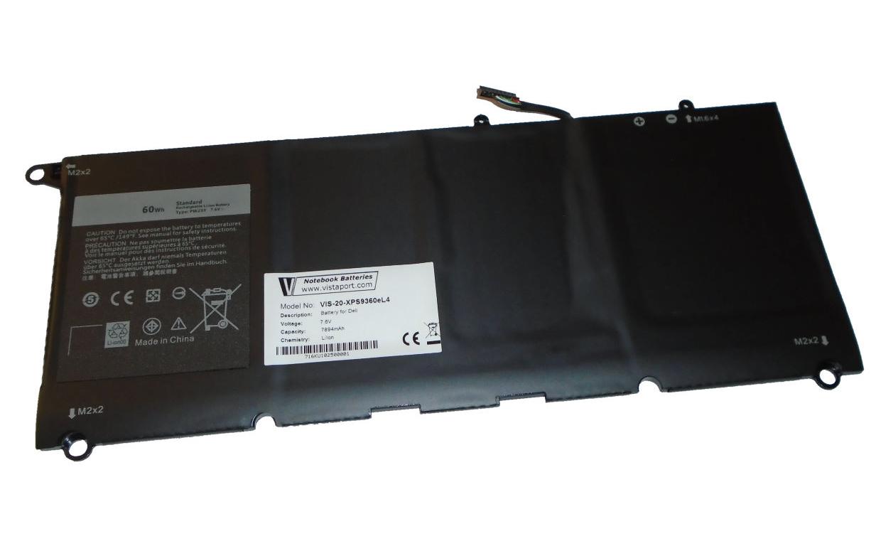 Vistaport Notebook-Akku – für Dell XPS 13 9360 – 60 Wh, 7,6 V (4 Zellen) – Schwarz